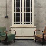 Old school library, white patinated two-body dresser, year 1888