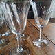Lot of 6 vintage wine glasses drinking flared glass engraved opaque bubbles décor