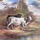 Large decorative plate made of hand-painted porcelain – Countryside scene with cattle