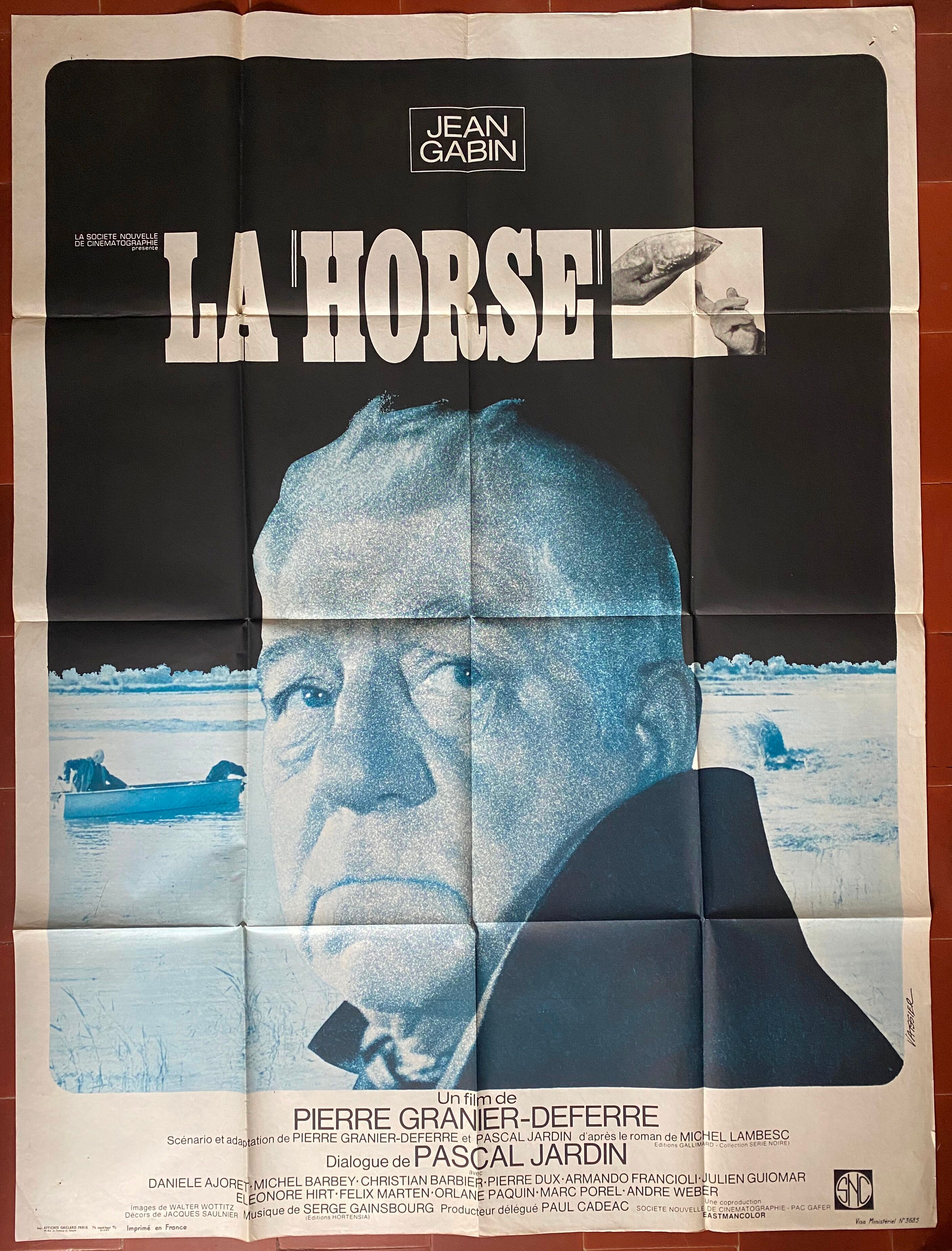 Affiche cinéma originale "La Horse" Jean Gabin 120x160cm 1970 Selency