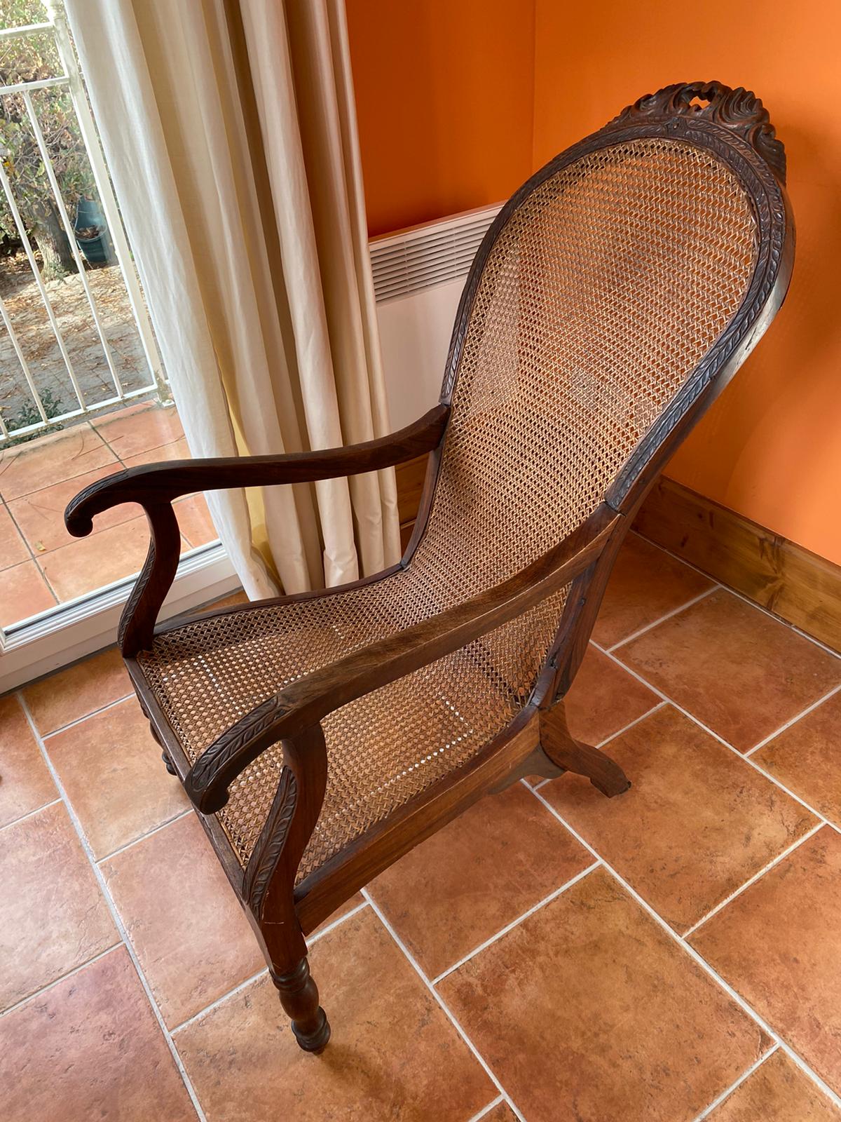 Fauteuil colonial acajou