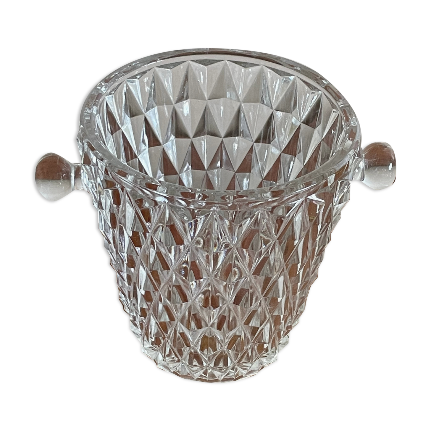 Seau pot à glaçons en verre moulé taillé