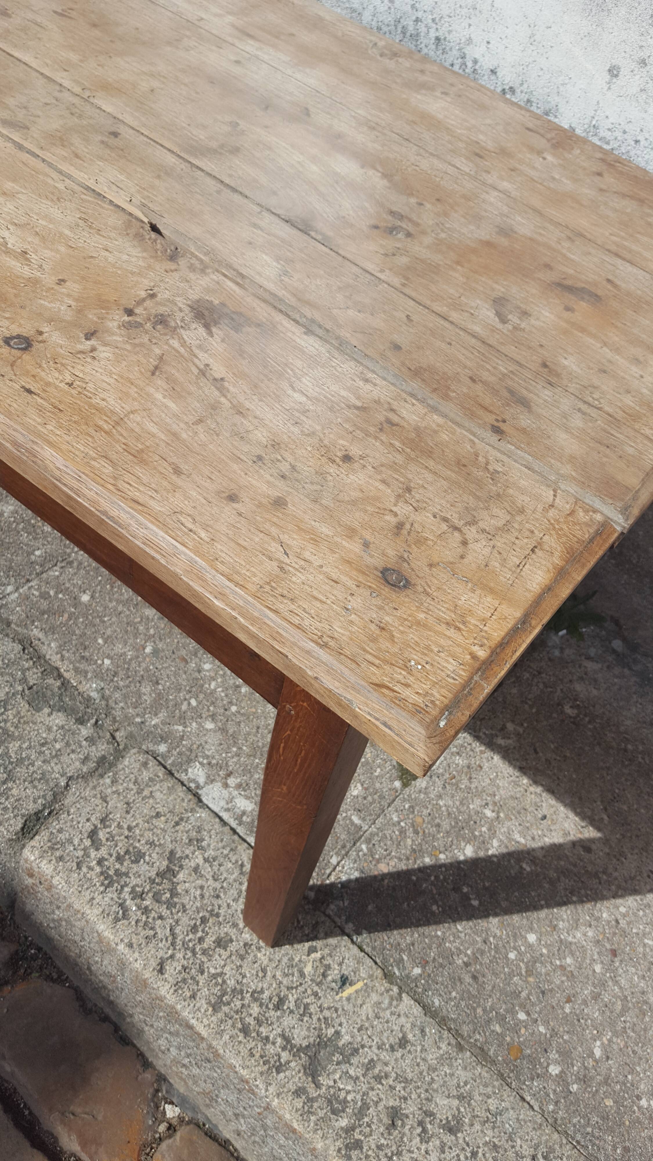 Raw wood farm table coffee table