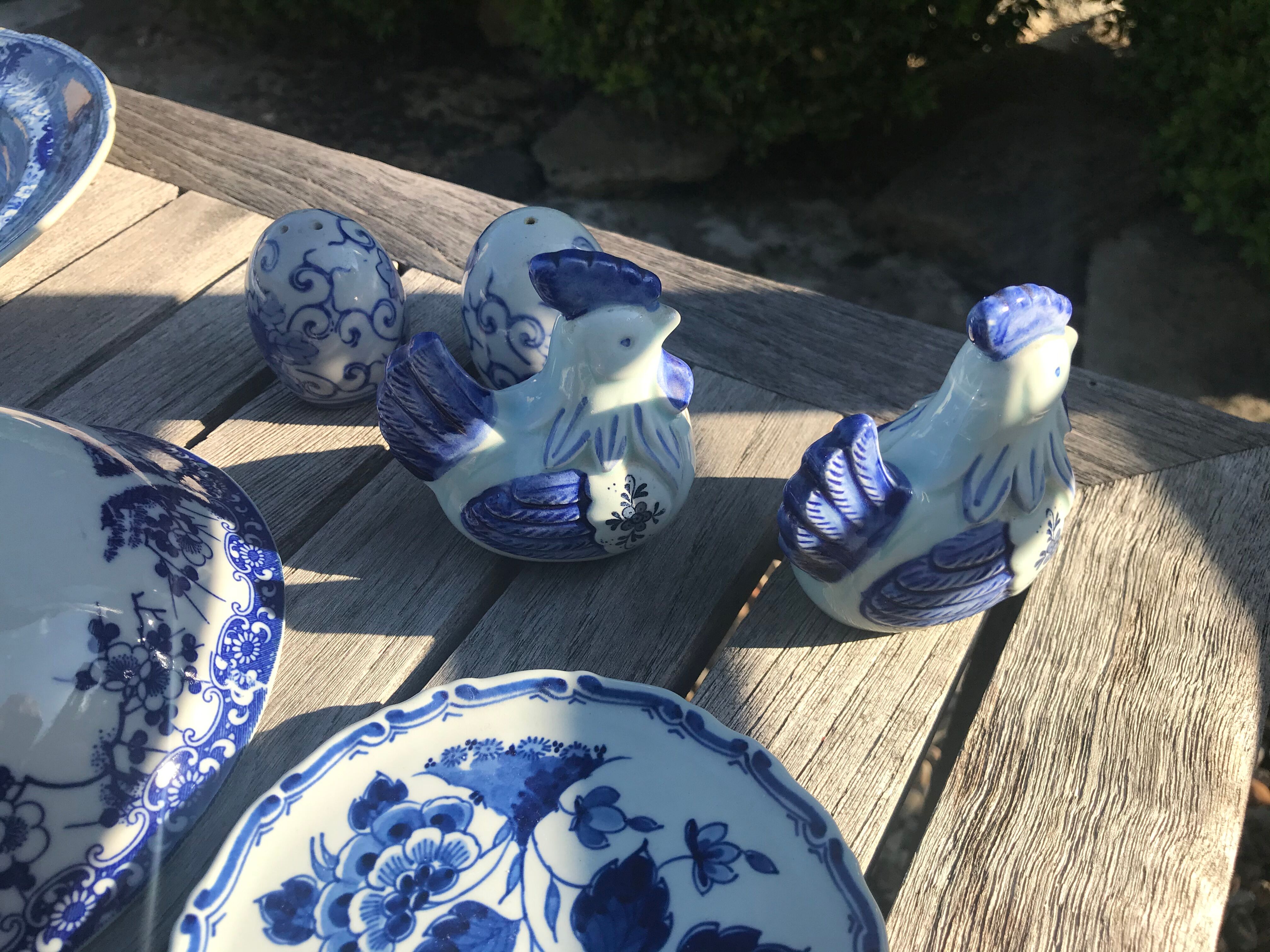 Lot of crockery in white-blue