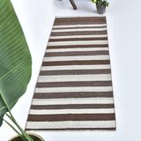 Brown beige kilim carpet, Runner kilim rug, vintage kilim natural 64x154
