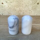 Marble pepper salt shaker duo