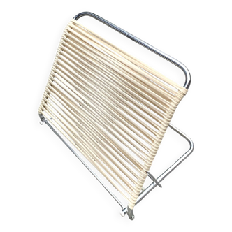 Torck - Vintage beach folder in chrome metal and white scoubidou