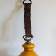 1970s honey yellow opaline pendant light with leather hook