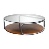 Stainless glass round coffee table Italy 1970