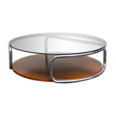 Stainless glass round coffee table Italy 1970