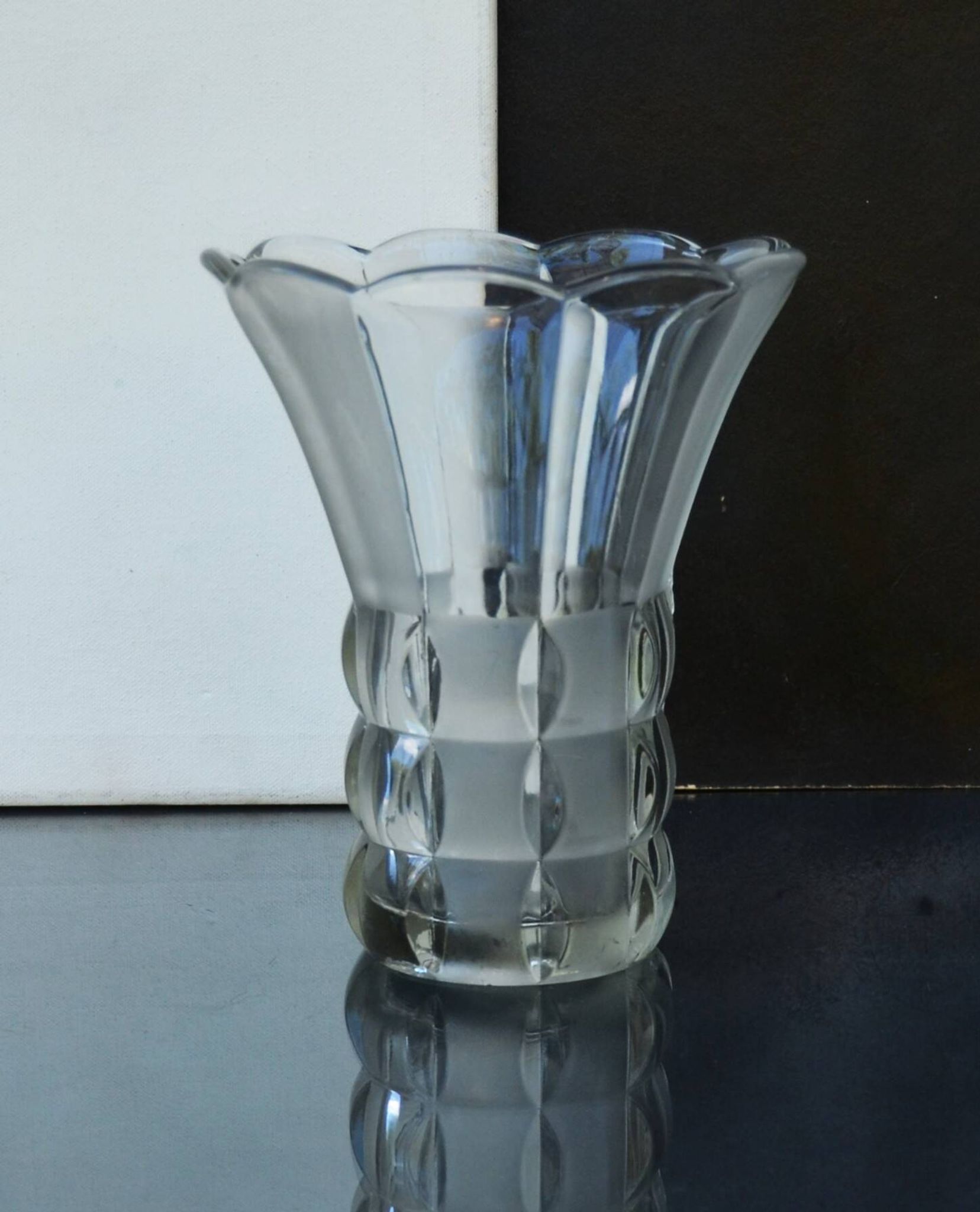 Art Deco Made in Czehoslovakia  Satin and Clear Glass - 22 cm tall