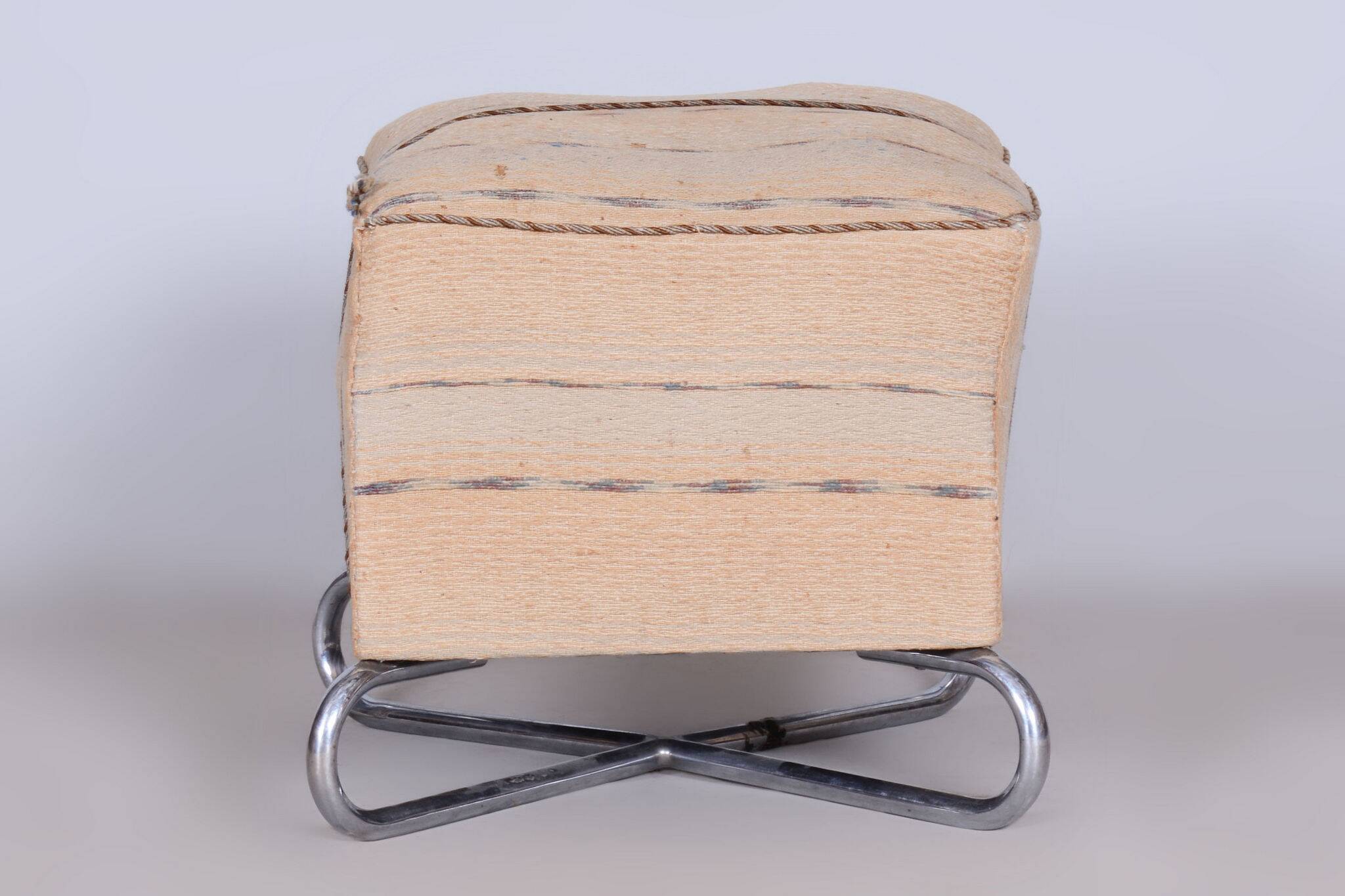 Tabouret Bauhaus original, construction chromée très inhabituelle, Tchéquie, années 1920