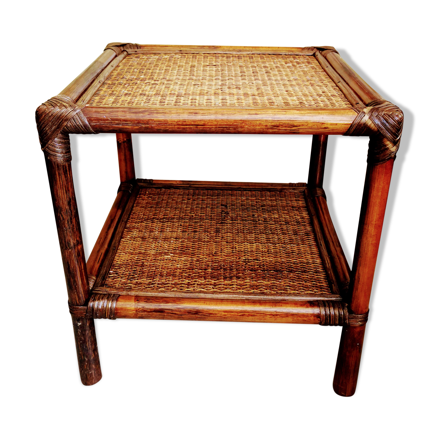 Rattan side table