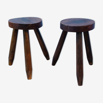 Duo of tripod farm stools