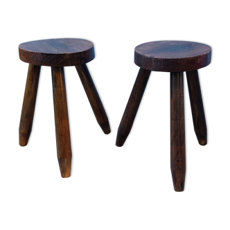 Duo of tripod farm stools