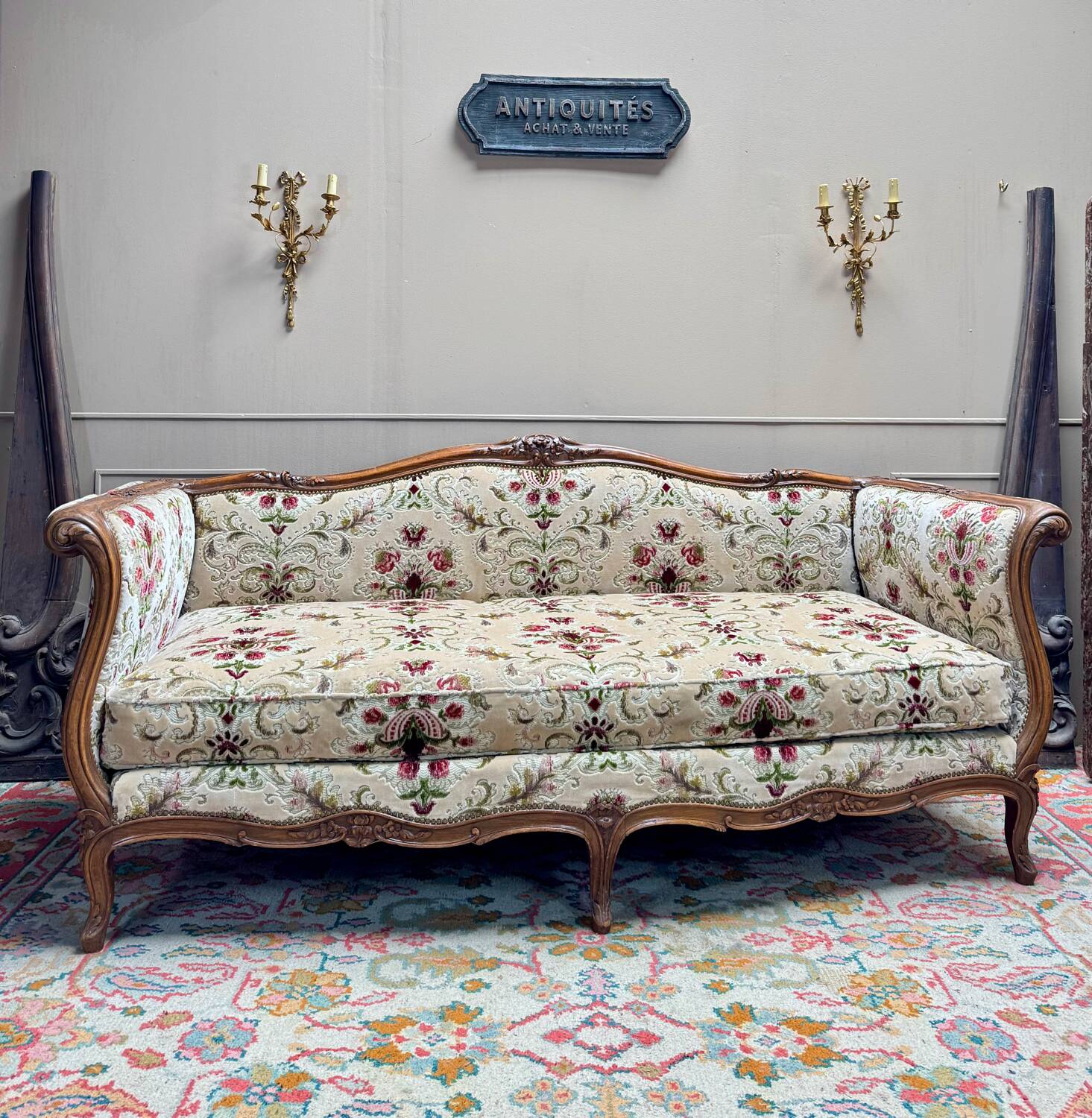 Cross Bed Known as “Turkish” in Walnut, Louis XV Style, 19th Century