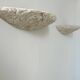 Pair of vintage stone sconces, natural beige, Italy 1979