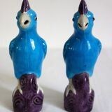 Pair of enamelled porcelain parrots, Chinese, 1960s.