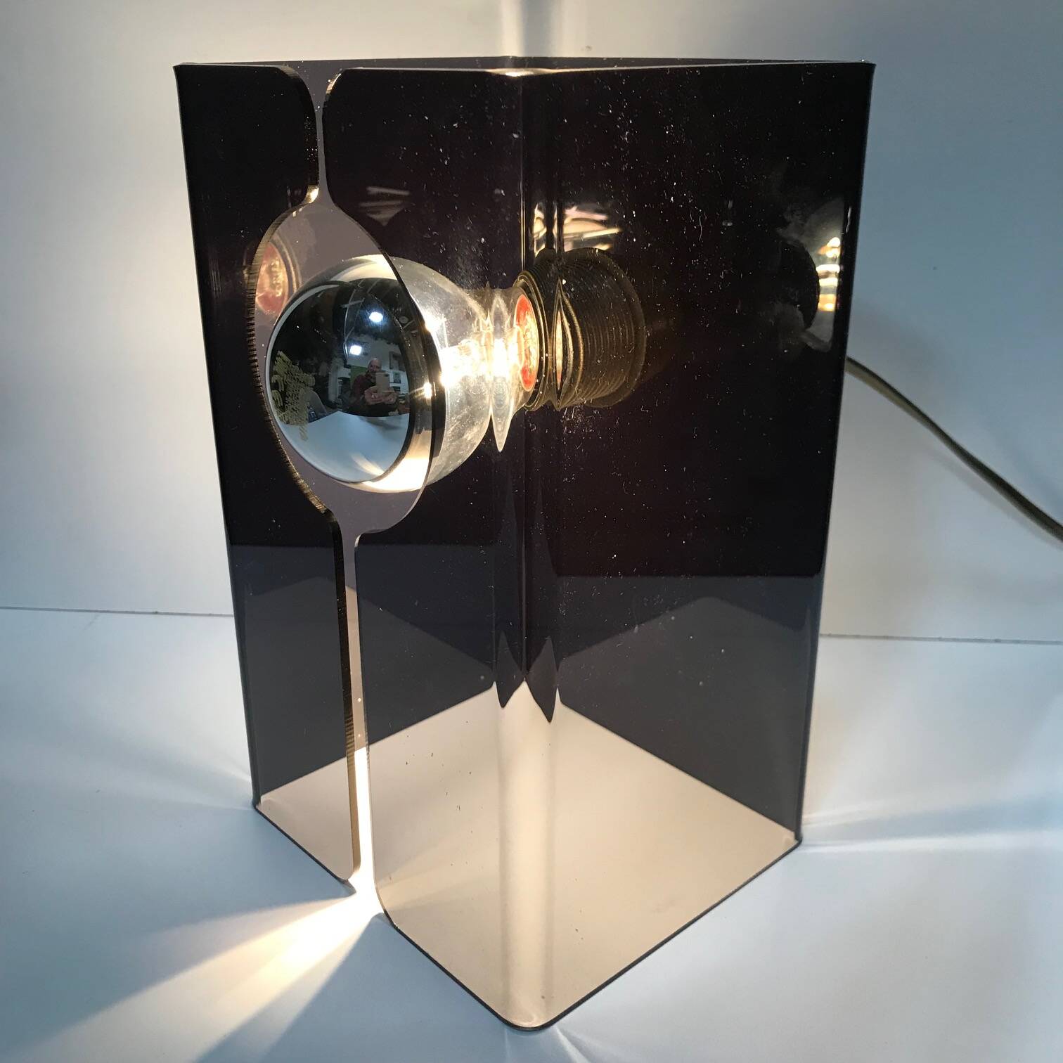 Vintage Table Lamp • V.SmokedGray • Space Age • 1970