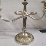 Set of 2 silver metal candlesticks