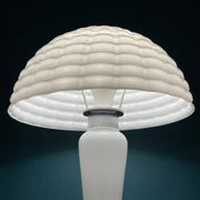 Lampe de table champignon en verre de Murano blanc, Italie, années 1970