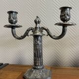 Pair of Louis XVI style silver-plated bronze candlesticks circa 1850