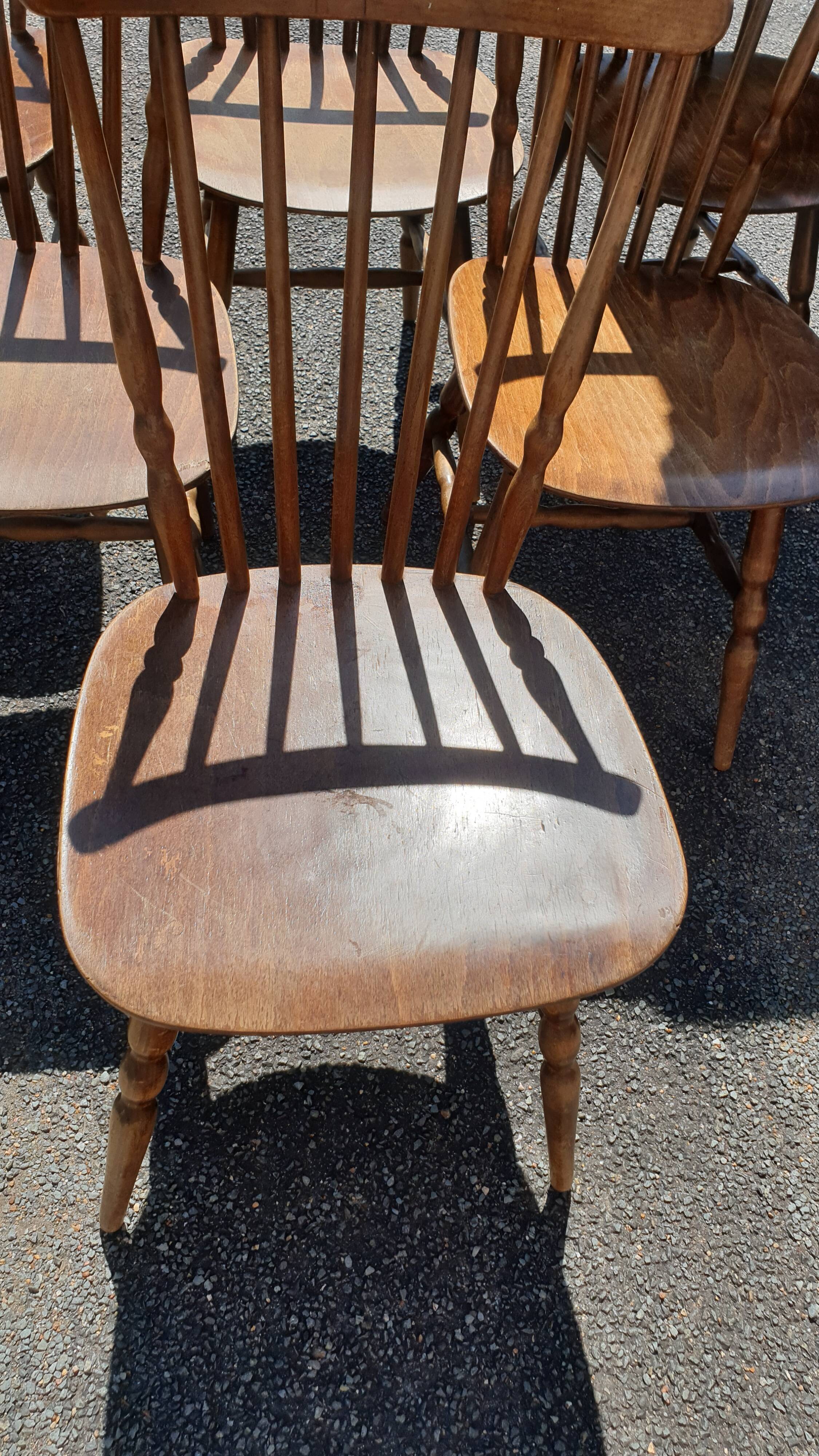 6 seventies wood comb chairs