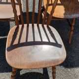 6 seventies wood comb chairs