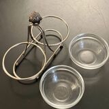 1 old aperitif server in metal and glass