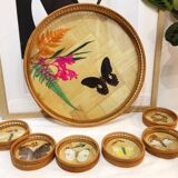 Wicker tray and butterflies