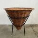 Vintage Rattan Point Basket / Plant Furniture, Netherlands 1960's