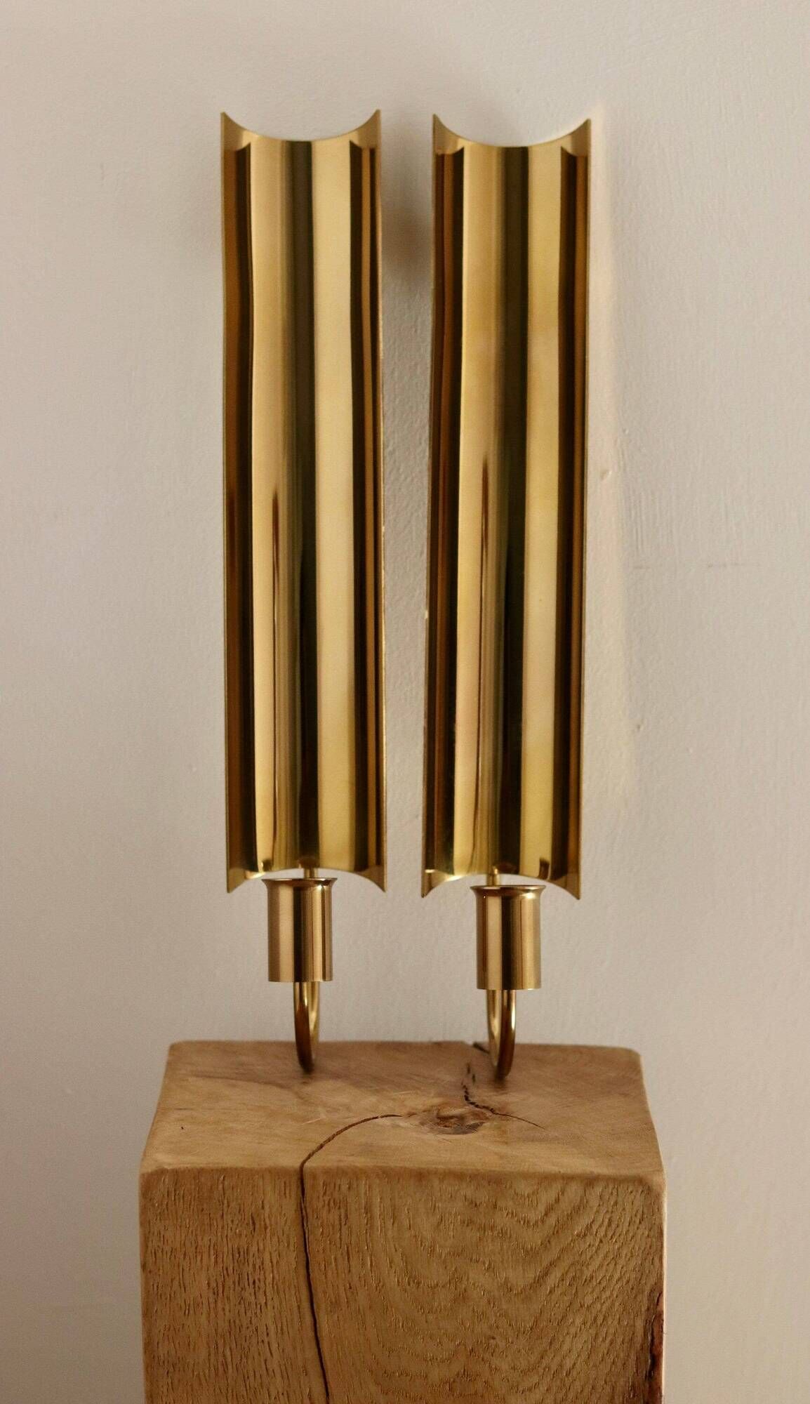 Pair of Swedish Brass sconces by Pierre Forsell for Skultuna " Reflex"