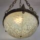 Art Deco pendant light in gilded brass and Clichy glass