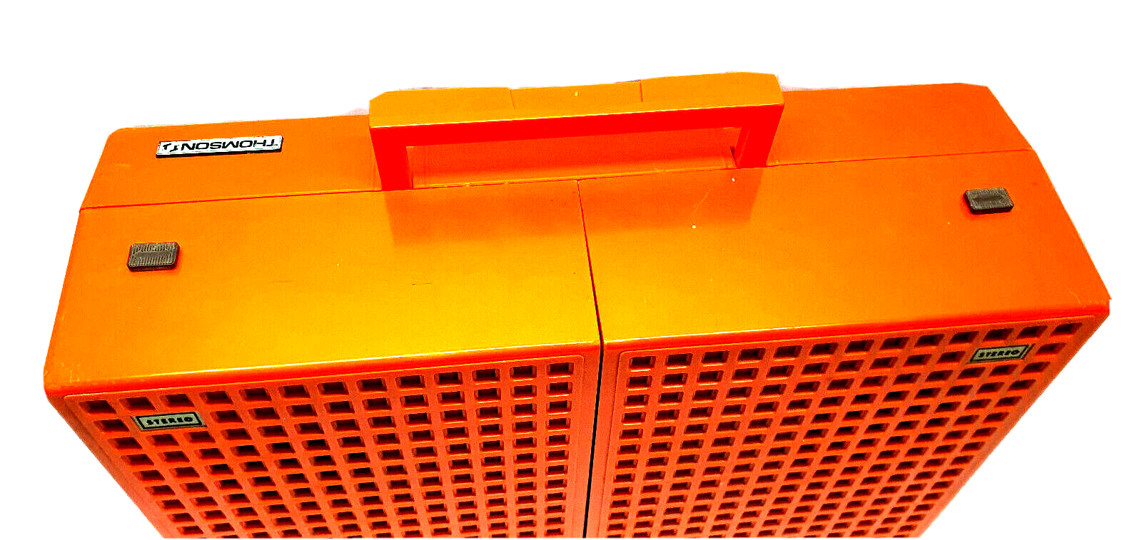 Old thomson stereo record player batteries and vintage sector orange