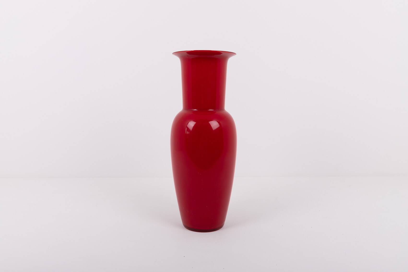 Opalino red vase by Venini