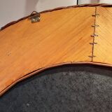 Round mirror in woven rattan, 1970s