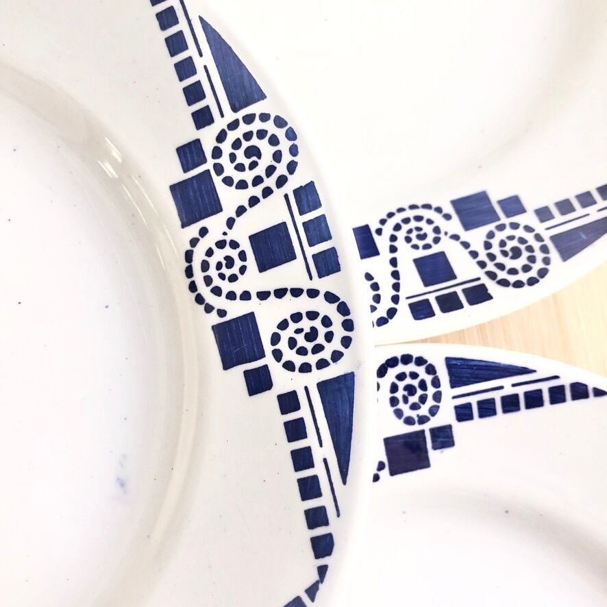 5 plates dessert Art Deco