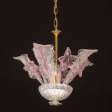 Charming Vintage Pink Flowers Murano Chandelier, 1970