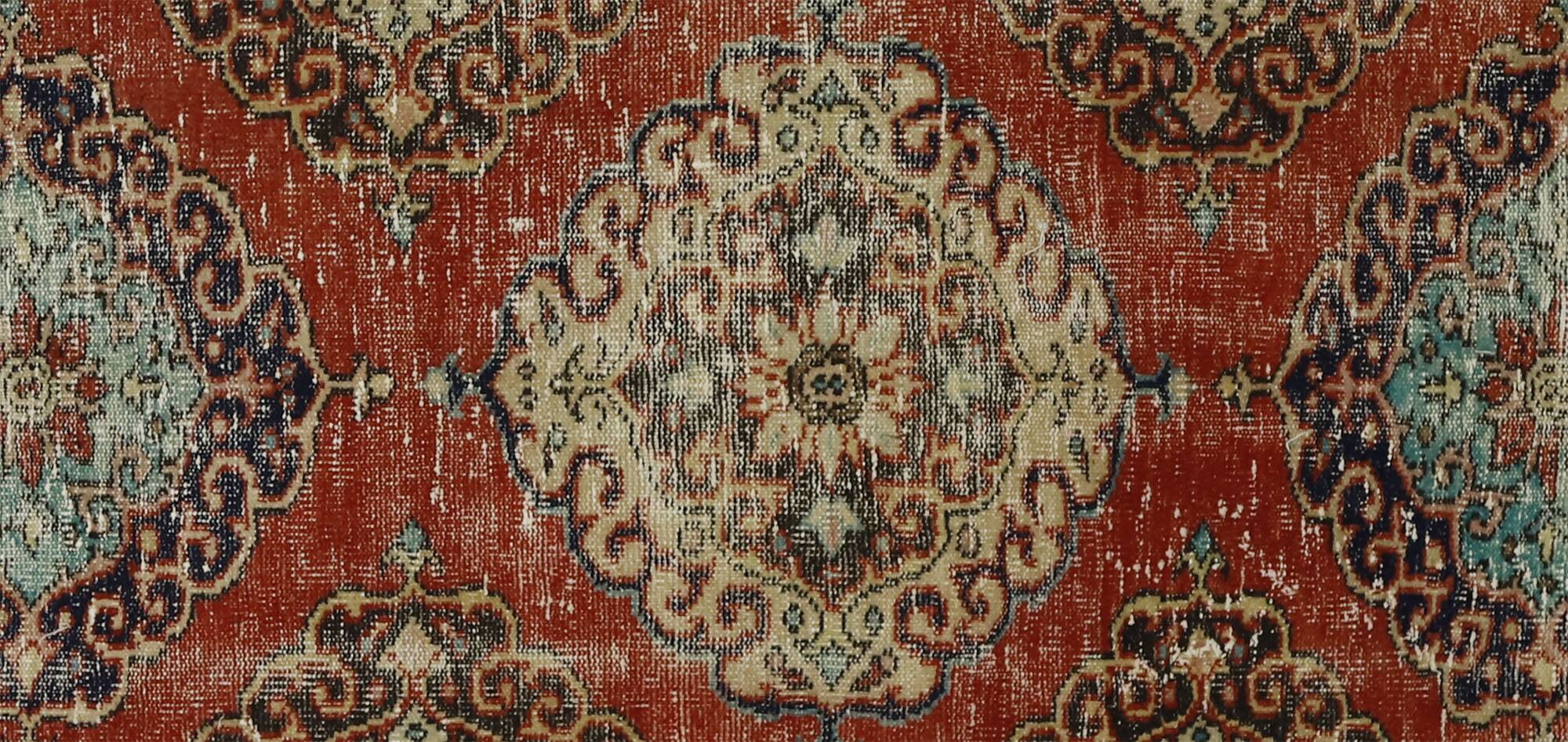 One-of-a-kind turkish handwoven vintage rug - rustic vintage charm 315x 96