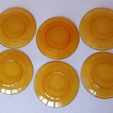 12 assiettes plates Vereco ambre