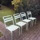 4 chaises vintage tolix bois et métal vert d'eau 1950