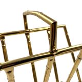 Hollywood regency bamboo-effect brass magazine rack, Montagnani, Italy 1970