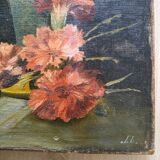 Old pitcher painting with carnations