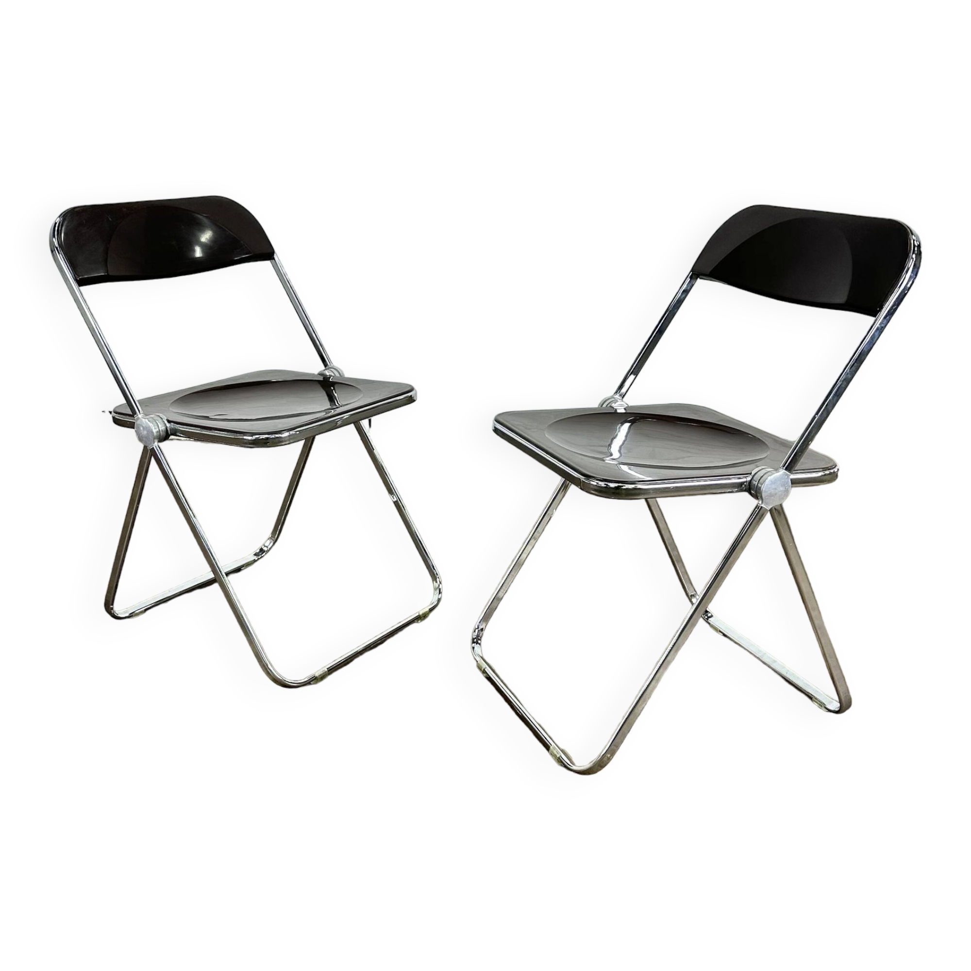 Italian Plia folding chairs brown by Giancarlo Piretti for Castelli