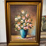 Pink and white flower pot painting