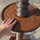 Turned wood floor lamp 1940-50 Charles Dudouyt style