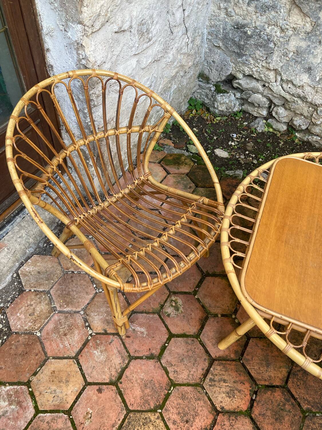 Vintage rattan lounge