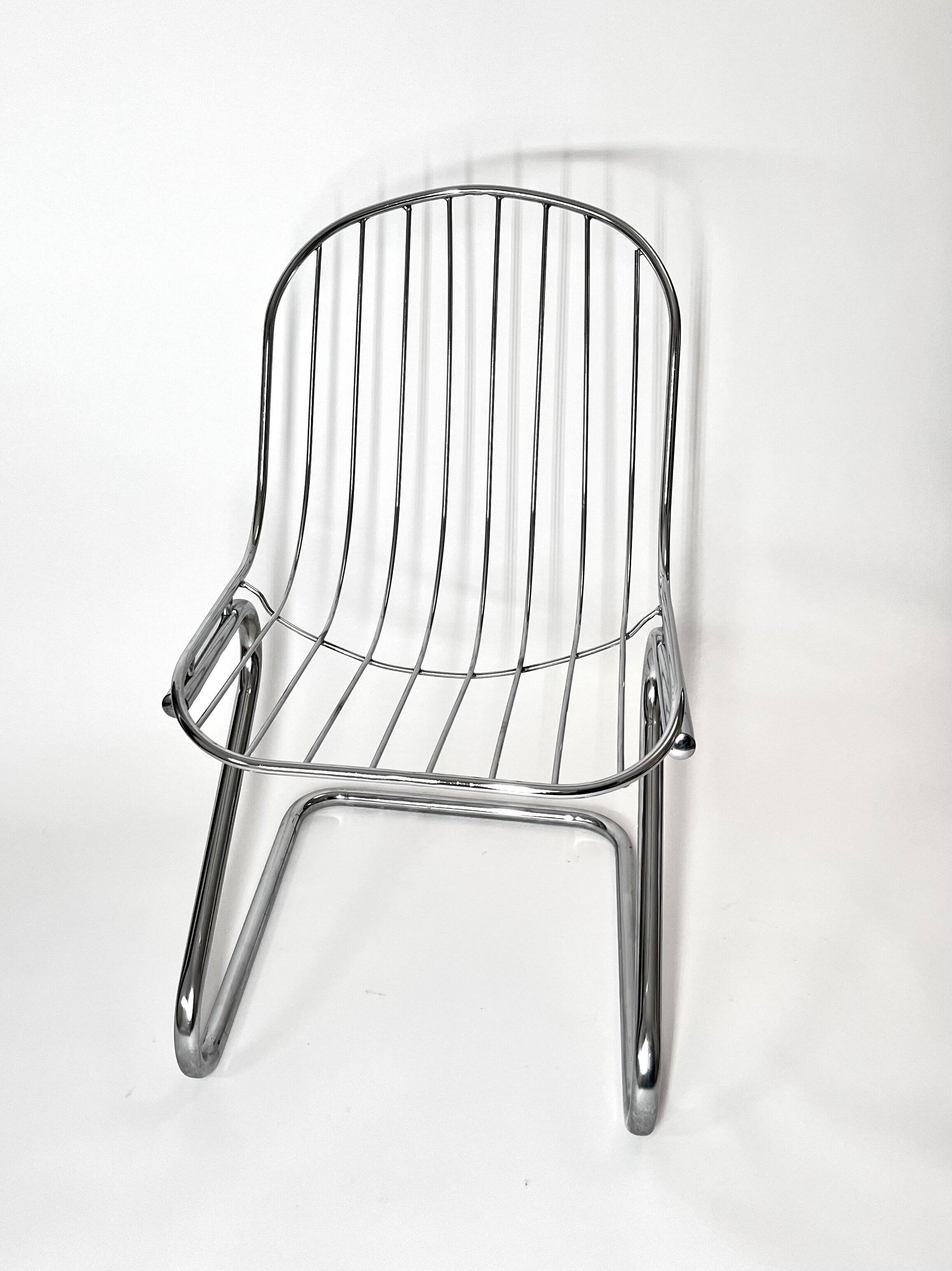 Vintage Metal Dining Chairs Brown Velvet Cushions, Italy, 1970s, Set of 3