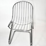 Vintage Metal Dining Chairs Brown Velvet Cushions, Italy, 1970s, Set of 3