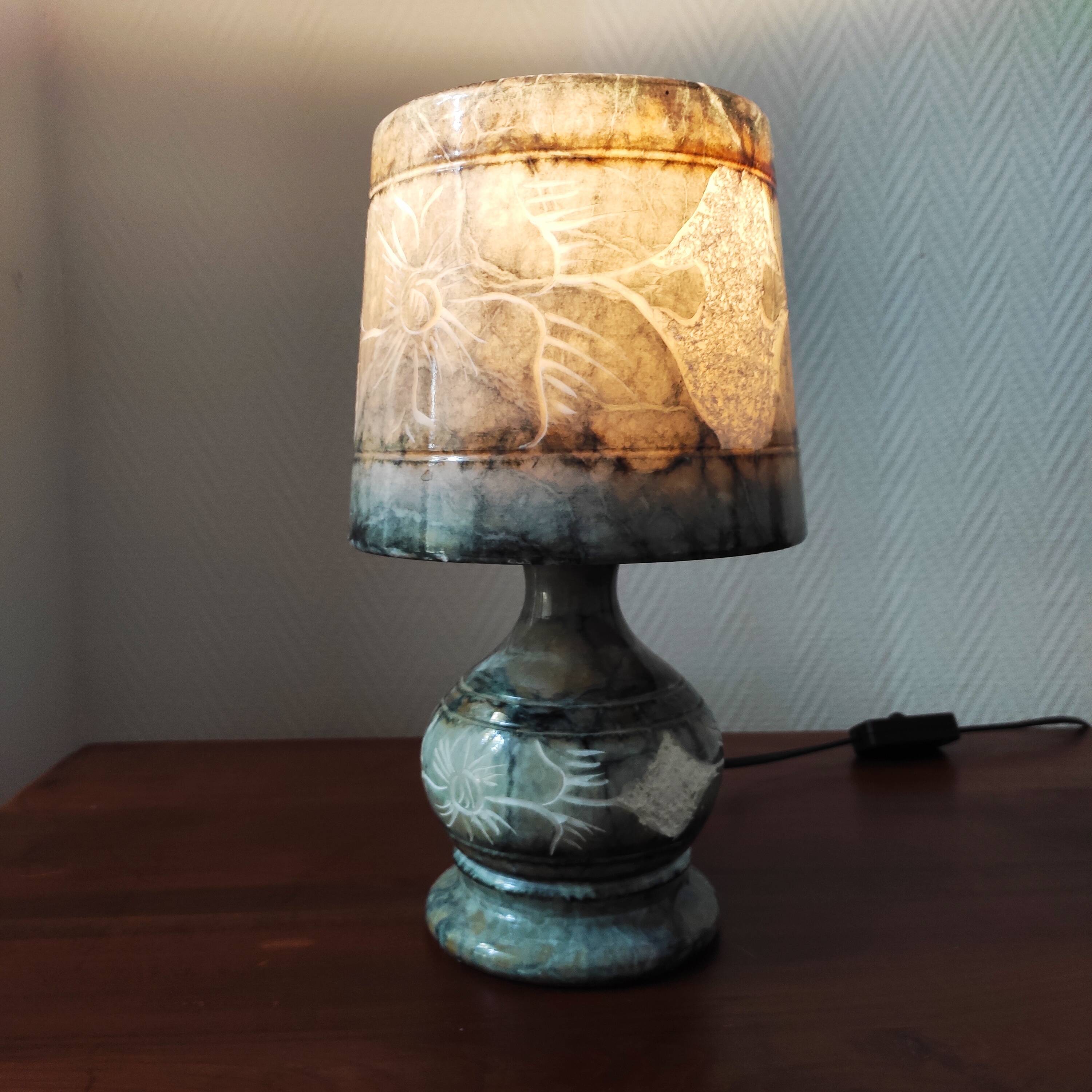 Lampe vintage 70 en onyx gris